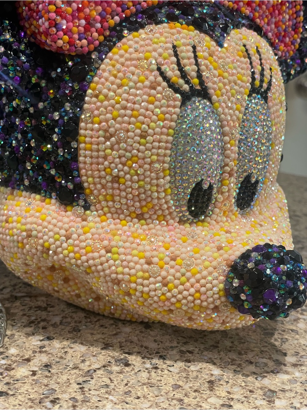 One of a kind * hand bedazzled Minnie Mouse popcorn bucket with strap - Picture 3 of 7